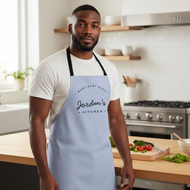 Blue Best Chef ever Your Kitchen Custom Apron (Best chef ever personalized blue apron, modern typography.)