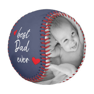 Blue Best Dad Ever 2 Photo Custom Baseball