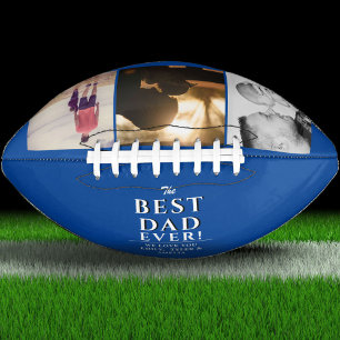 Blue Best Dad Ever Father`s Day 3 Photo Collage Football