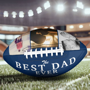 Blue Best Dad Ever Father`s Day 3 Photo Collage Football