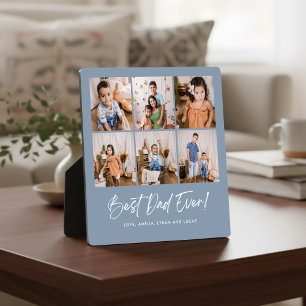 Blue Best Dad Ever Six Photo Plaque