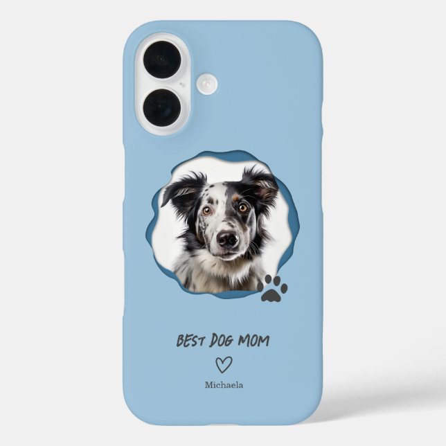 Blue Best Dog Mum Photo Case-Mate iPhone Case (Back)