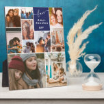 Blue Best friends bff script 10 photo collage grid Plaque<br><div class="desc">Best friends bff on navy blue script 10 photos collage grid,  perfect gift for your bestie!</div>