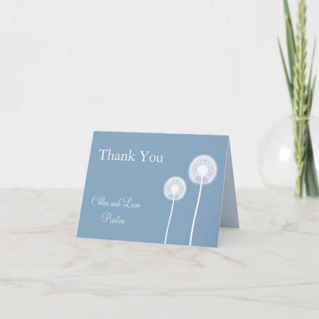 Blue Best Wishes! Wedding Thank You Card (Front)