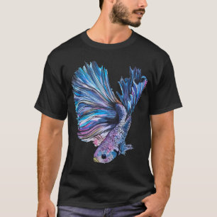 Blue beta fish watercolour painting print blue T-Shirt