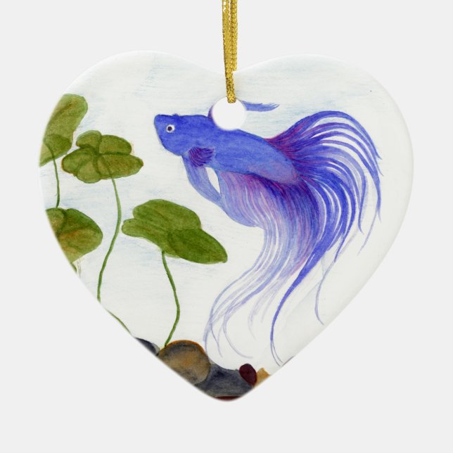 Blue Betta Fish Ceramic Tree Decoration (Front)