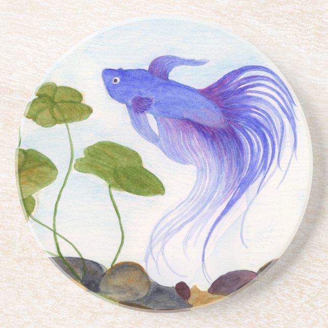 Blue Betta Fish Coaster (Front)