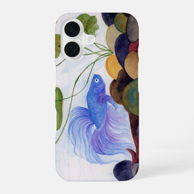 Blue Betta Fish iPhone 16 Case (Back)