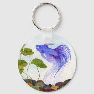 Blue Betta Fish Key Ring