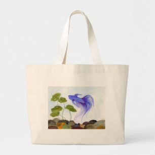 Blue Betta Fish Large Tote Bag