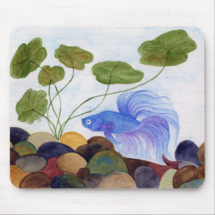 Blue Betta Fish Mouse Pad