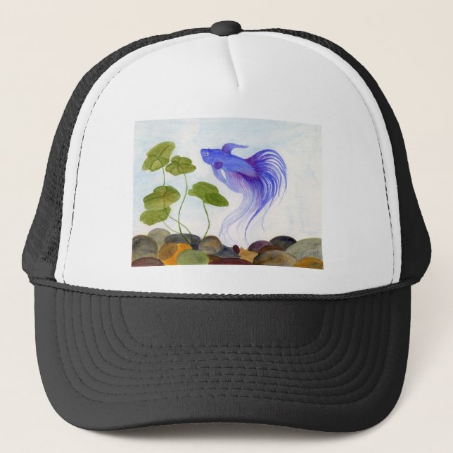 Blue Betta Fish Trucker Hat (Front)