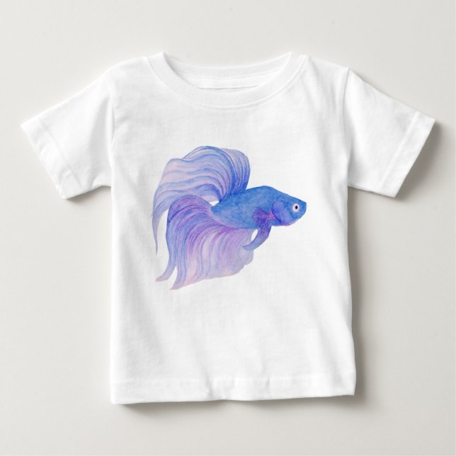 Blue Betta Fish Watercolor Baby T-Shirt (Front)
