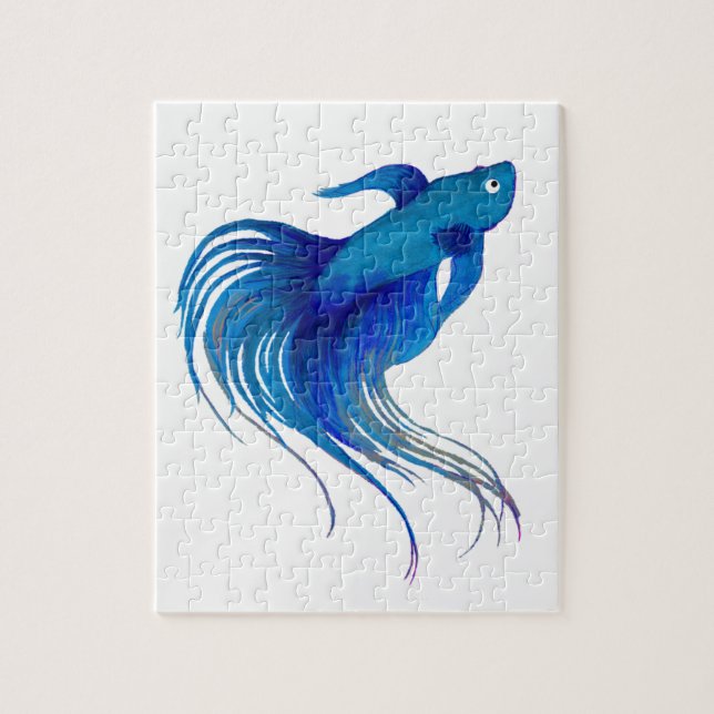 Blue Betta Watercolor Jigsaw Puzzle (Vertical)