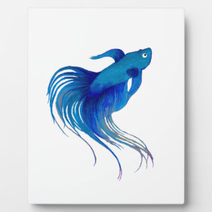 Blue Betta Watercolor Plaque