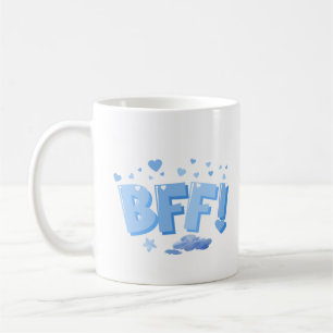 Blue BFF Graphic with Hearts and Cloud Coffee Mug