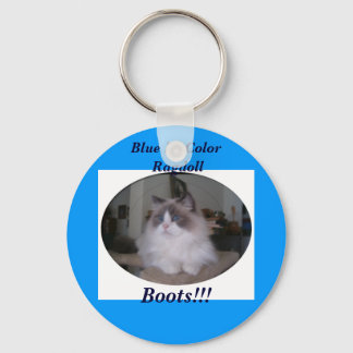 Blue Bi-Colour Ragdoll Cat Key Ring
