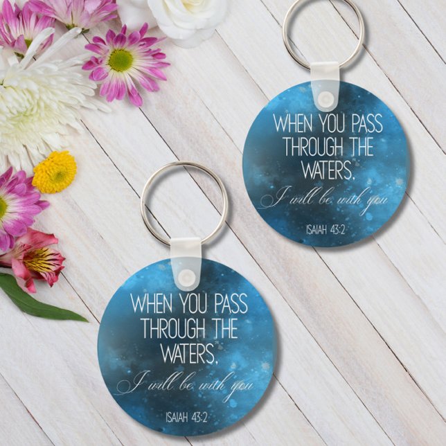 Blue Bible verse Round Blue Keychain (Creator Uploaded)