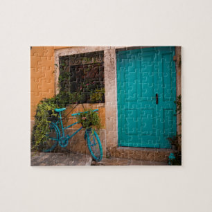 Blue Bicycle and Door in Summer Jigsaw Puzzle