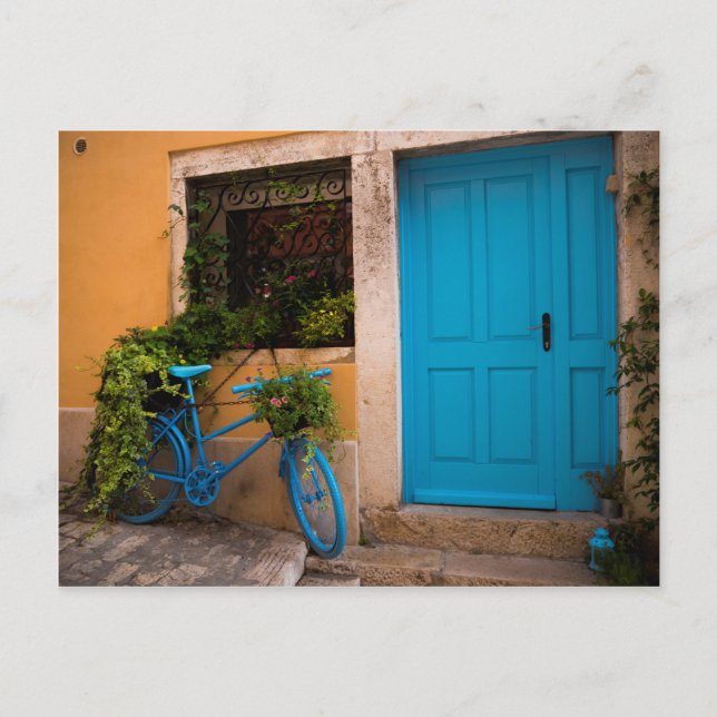 Blue Bicycle and Door in Summer Postcard (Front)