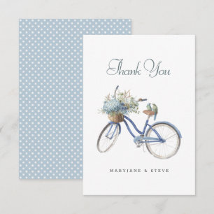Blue Bicycle Bohemian Floral Watercolor Wedding Th Thank You Card