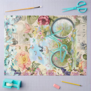 Blue Bicycle Collage Tissue Paper