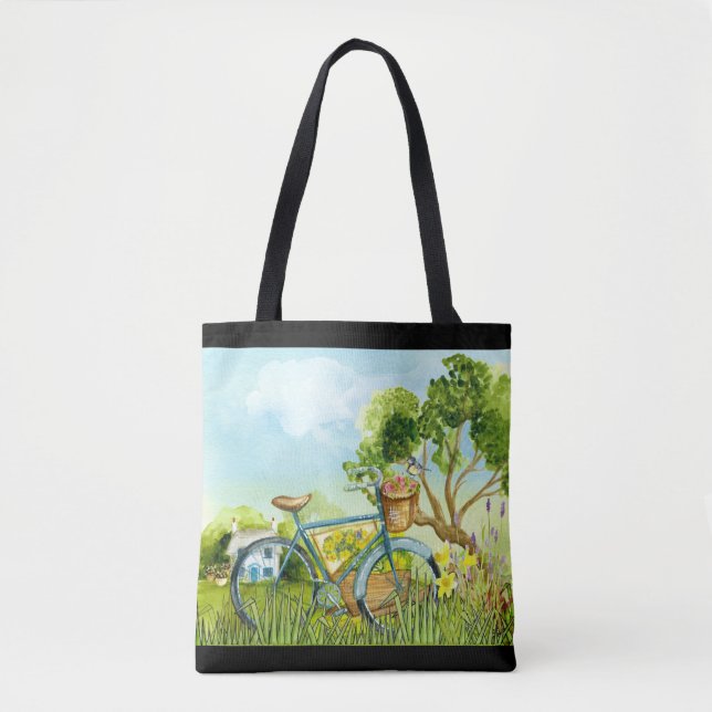 Blue Bicycle Countryside Tote Bag (Front)