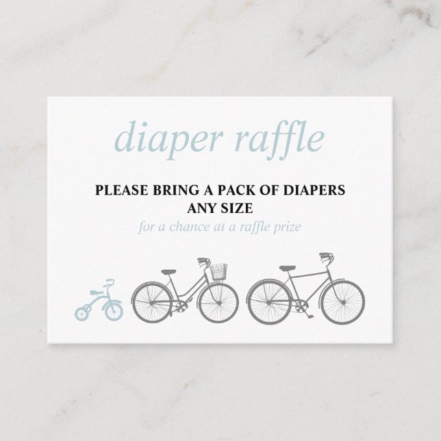 Blue Bicycle Diaper Raffle Enclosure Card (Front)