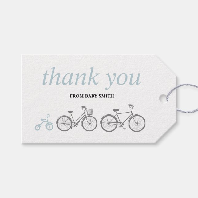 Blue Bicycle Gift Tags (Front (Horizontal))