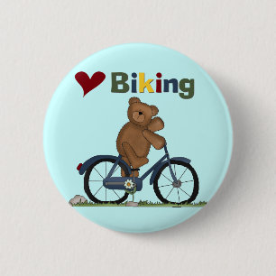 Blue Bicycle I Love Biking Tshirts and Gifts 6 Cm Round Badge