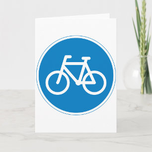 Blue Bicycle Lane Sign Cycling Road Symbol Card