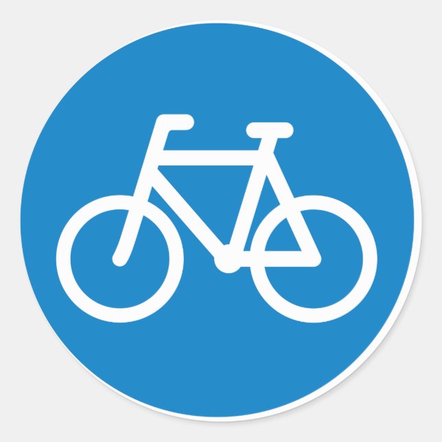 Blue Bicycle Lane Sign Cycling Road Symbol Classic Round Sticker (Front)
