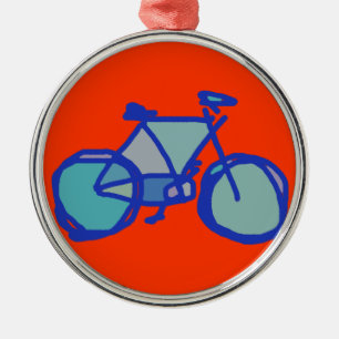 blue bicycle metal ornament