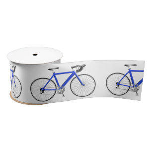 Blue Bicycle on White Satin Ribbon