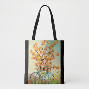 Blue Bicycle Orange Tree Tote Bag