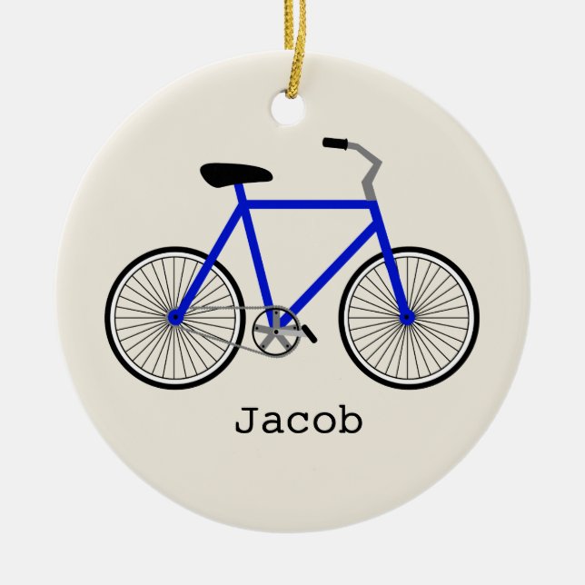 Blue Bicycle Personalised Ornament (Front)
