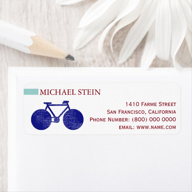 Blue Bicycle Return Address Label (Insitu)