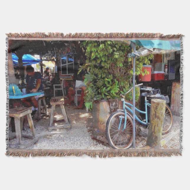 Blue Bicycle Throw Blanket (Front)