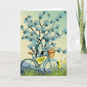 Blue Bicycle Yellow Bird Tree Card