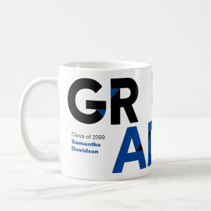 Blue Big Bold Angle-Cut Letters Graduation Coffee Mug