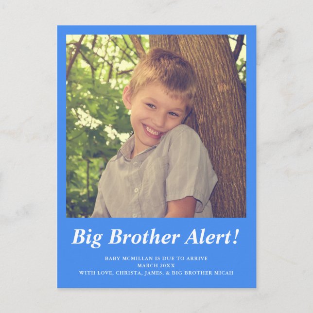 Blue Big Brother Photo Pregnancy Announcement (Front)