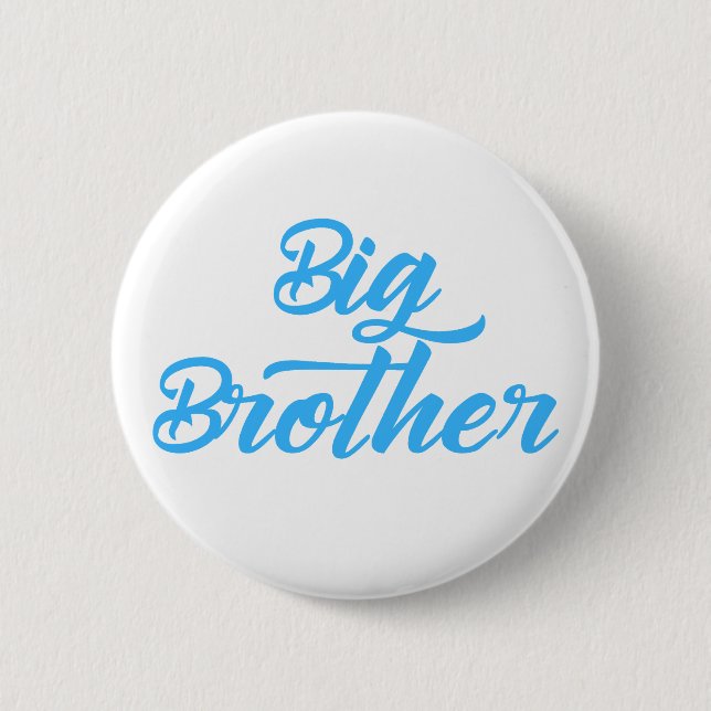 Blue Big Brother sibling Typography 6 Cm Round Badge (Front)