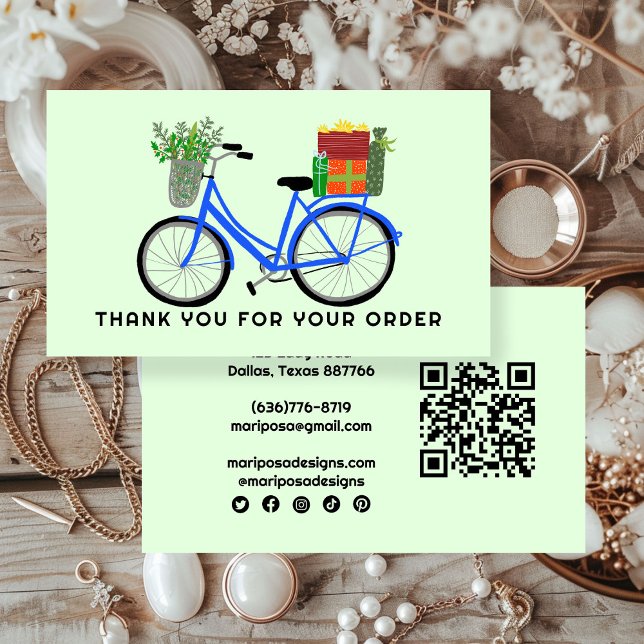 Blue Bike Gifts Customer Order Thank You QR Code  Business Card (Blue Bike Gifts Customer Order Thank You QR Code Business Card
)