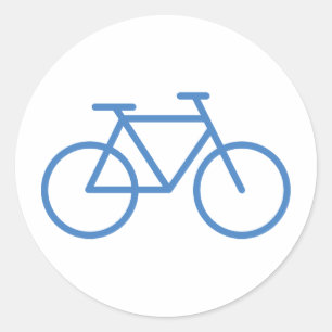 blue bike icon bicycle cylce classic round sticker