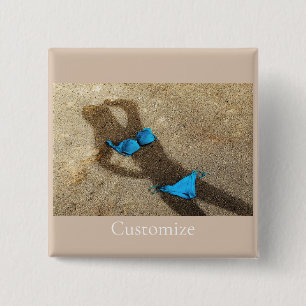Blue Bikini Beach Sand Thunder_Cove 15 Cm Square Badge