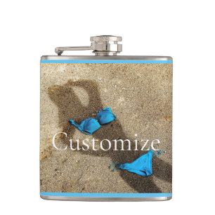 Blue Bikini Beach Sand Thunder_Cove Hip Flask