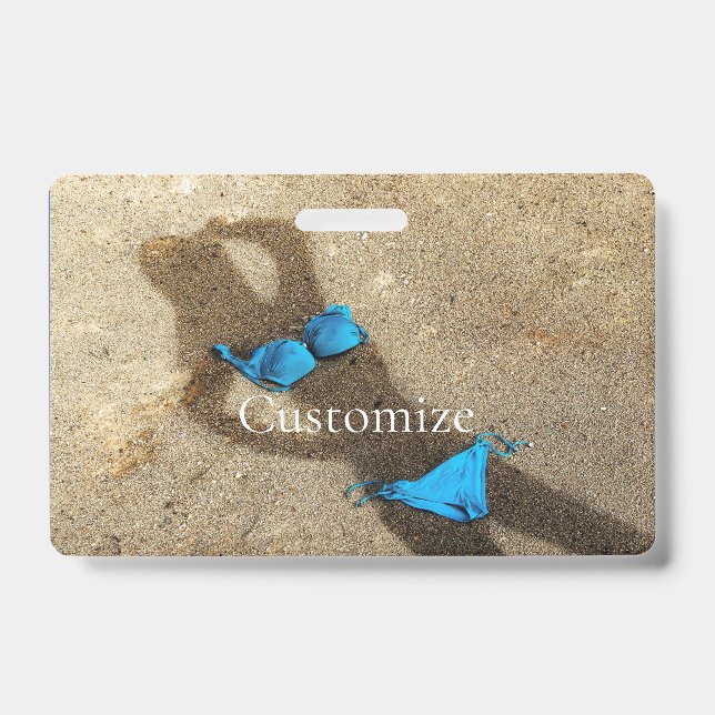 Blue Bikini Beach Sand Thunder_Cove  ID Badge (Front)