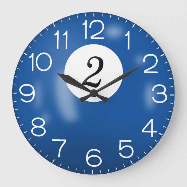 Blue Billiard #2 Ball     Large Clock (Front)