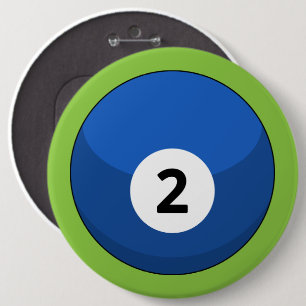 Blue Billiard Ball Number Two 6 Cm Round Badge