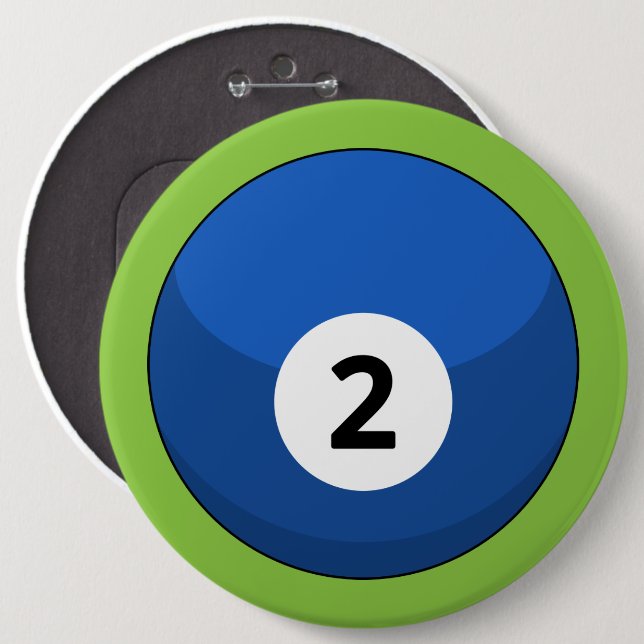 Blue Billiard Ball Number Two 6 Cm Round Badge (Front & Back)
